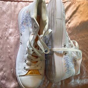 Trendy White High-Top Women's Sneakers